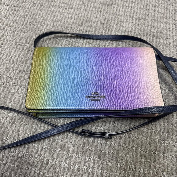 Coach Fold Over Hayden Crossbody Clutch Multicolored Ombré Small - Picture 3 of 8